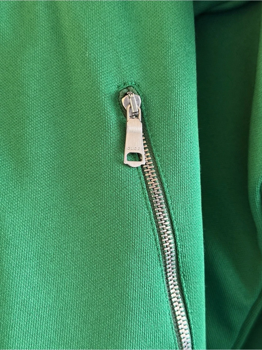 Gucci Green Track Jacket with Red and Navy Chain-Print Yoke